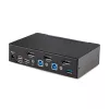 StarTech.com 2 portu DisplayPort KVM slēdzis, 8K 60 Hz / 4K 144 Hz, viens displejs, DP 1.4, 2x USB 3.0 porti, 4x USB 2.0 HID porti, pogu un karsto taustiņu pārslēgšana, TAA atbilstošs — no OS neatkarīgs, metāla korpuss