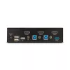 StarTech.com 2 portu DisplayPort KVM slēdzis, 8K 60 Hz / 4K 144 Hz, viens displejs, DP 1.4, 2x USB 3.0 porti, 4x USB 2.0 HID porti, pogu un karsto taustiņu pārslēgšana, TAA atbilstošs — no OS neatkarīgs, metāla korpuss
