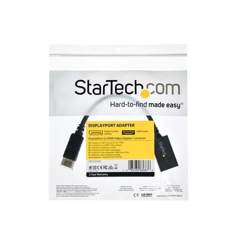 StarTech.com DisplayPort–HDMI adapteris – DP 1.2 uz HDMI video pārveidotājs 1080p – DP uz HDMI monitors/TV/displejs kabeļa adaptera sargspraudnis – pasīvs DP–HDMI adapteris – fiksējošs DP savienotājs