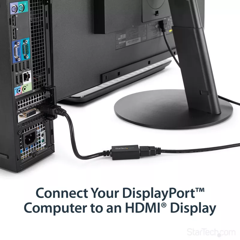 StarTech.com DisplayPort–HDMI adapteris – DP 1.2 uz HDMI video pārveidotājs 1080p – DP uz HDMI monitors/TV/displejs kabeļa adaptera sargspraudnis – pasīvs DP–HDMI adapteris – fiksējošs DP savienotājs