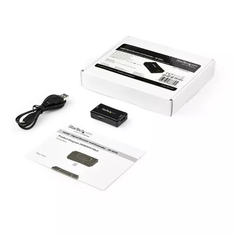 StarTech.com 45 pēdas (14 m) HDMI signāla pastiprinātājs - 4K 60Hz, 3840 x 2160 pikseļi, AV retranslators, 14 m, melns, HDCP