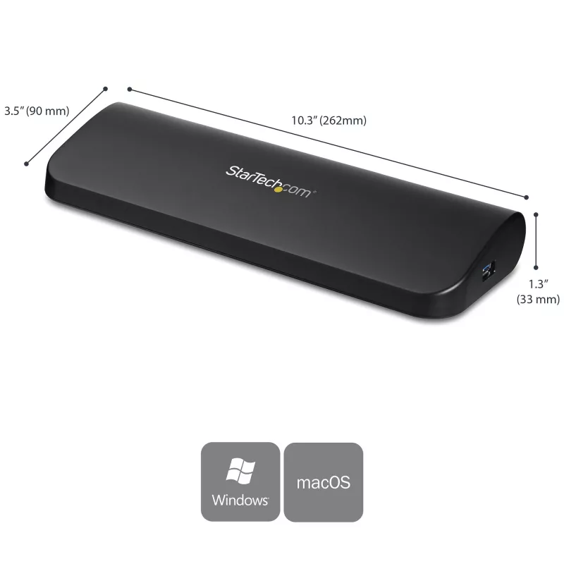 StarTech.com Divu monitoru USB 3.0 dokstacija ar HDMI un DVI/VGA ~ Divu monitoru USB 3.0 klēpjdatora dokstacija ar HDMI/DVI/VGA, 3x USB-A centrmezgls, GbE, audio, universāla Type-A doks Windows/macOS/ChromeOS - atbilst TAA