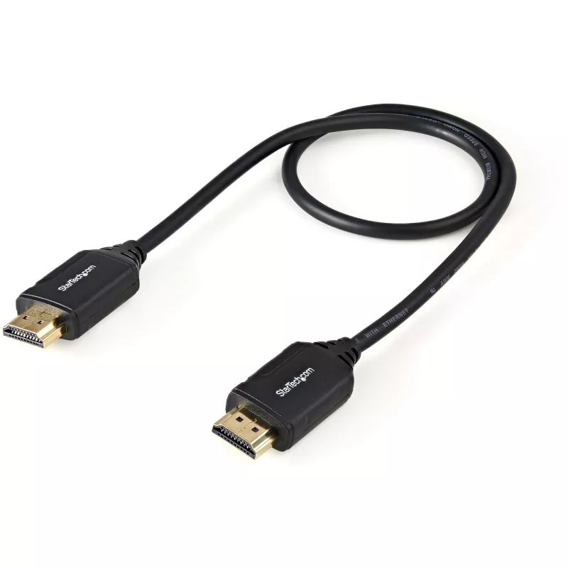 StarTech.com 1.6 pēdas (50 cm) Premium sertificēts HDMI 2.0 kabelis ar Ethernet - ātrgaitas Ultra HD 4K 60 Hz HDMI kabelis HDR10 - HDMI vads (vīrišķais/vīrišķais savienotāji) - UHD monitoriem, televizoriem, displejiem