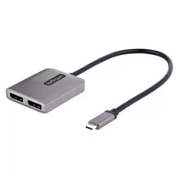 StarTech.com USB-C uz divu Displayport 1.4 adapteri, USB Type-C vairāku monitoru MST centrmezgls, divu 5K 60Hz DP klēpjdatora displeja paplašinātājs/sadalītājs, HDR, īpaši garš iebūvēts kabelis – tikai Windows