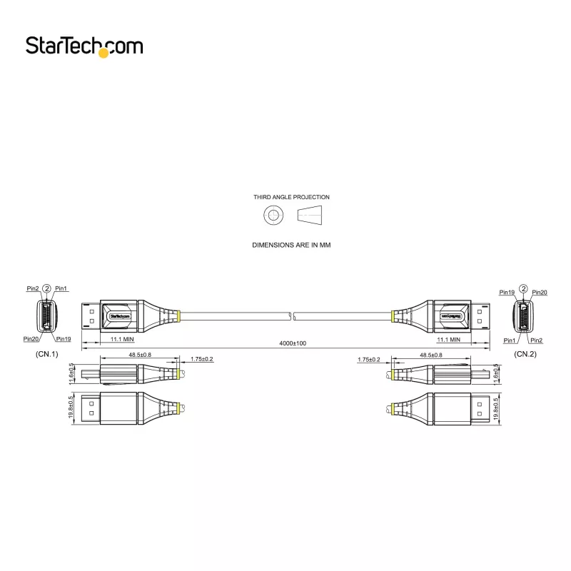 StarTech.com 13 pēdas (4 m) VESA sertificēts DisplayPort 1.4 kabelis - 8K 60 Hz HDR10 - Ultra HD 4K 120 Hz video - DP 1.4 kabelis/vads - monitoriem/displejiem - DisplayPort–DisplayPort kabelis - M/M