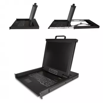 StarTech.com Rackmount KVM Console - Single Port VGA KVM with 17 inch LCD Monitor for Server Rack - Fully Featured Universal 1U LCD KVM Drawer w/Cables & Hardware - USB Support - 50,000 MTBF