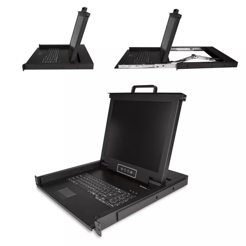 StarTech.com Rackmount KVM Console - Single Port VGA KVM with 17 inch LCD Monitor for Server Rack - Fully Featured Universal 1U LCD KVM Drawer w/Cables & Hardware - USB Support - 50,000 MTBF