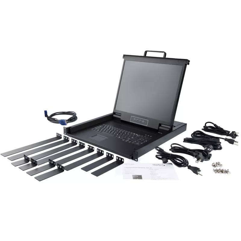 StarTech.com Rackmount KVM Console - Single Port VGA KVM with 17 inch LCD Monitor for Server Rack - Fully Featured Universal 1U LCD KVM Drawer w/Cables & Hardware - USB Support - 50,000 MTBF