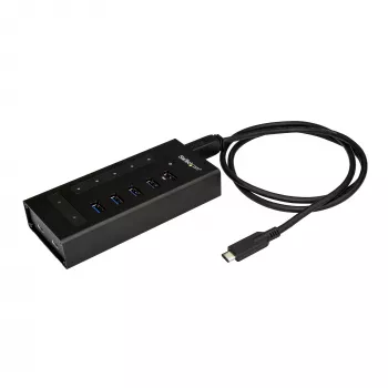 StarTech.com 7 pieslēgvietu USB‑C centrmezgls – USB Type-C uz 2x USB‑C/5x USB‑A – Komerciāls metāla USB 3.0 centrmezgls – SuperSpeed USB 3.2 Gen 1 (5Gbps) – pašdarbināms – BC 1.2 ātrā uzlāde – montējams/izturīgs
