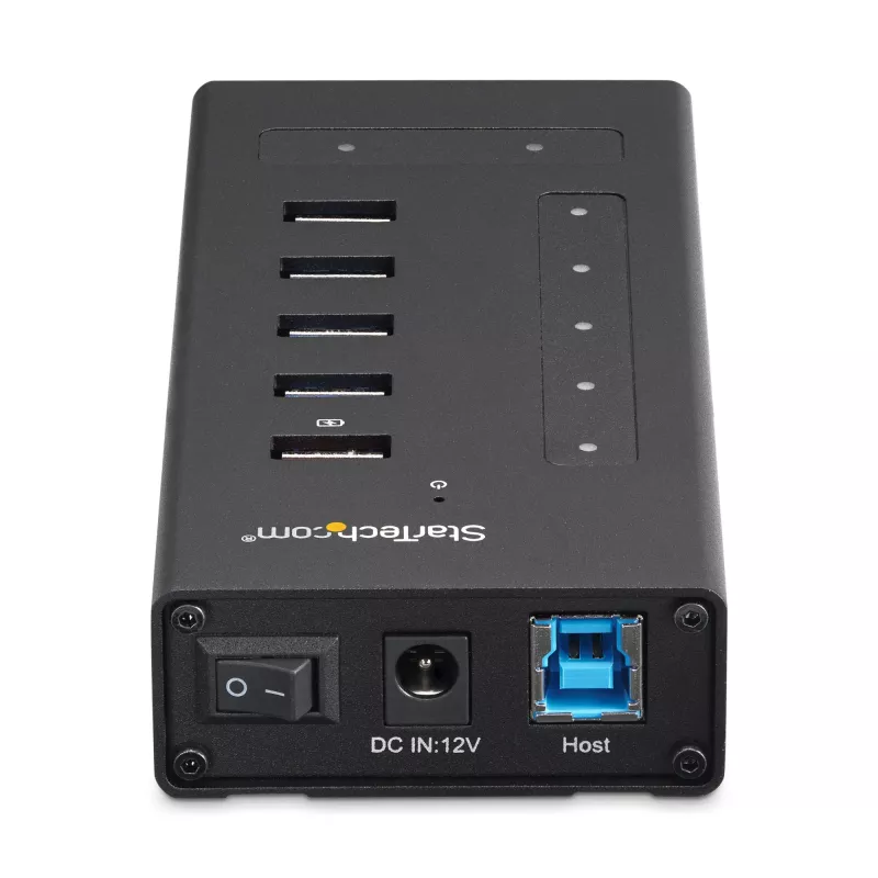 StarTech.com 7 pieslēgvietu USB‑C centrmezgls – USB Type-C uz 2x USB‑C/5x USB‑A – Komerciāls metāla USB 3.0 centrmezgls – SuperSpeed USB 3.2 Gen 1 (5Gbps) – pašdarbināms – BC 1.2 ātrā uzlāde – montējams/izturīgs