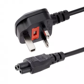 StarTech.com 3 pēdu (1 m) Lielbritānijas klēpjdatora strāvas kabelis, BS 1363 uz C5 (āboliņa lapa), 2,5 A 250 V, 18AWG, Lielbritānijas klēpjdatora nomaiņas vads, printera strāvas kabelis, klēpjdatora lādētāja vads, klēpjdatora strāvas bloka vads