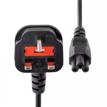 StarTech.com 3 pēdu (1 m) Lielbritānijas klēpjdatora strāvas kabelis, BS 1363 uz C5 (āboliņa lapa), 2,5 A 250 V, 18AWG, Lielbritānijas klēpjdatora nomaiņas vads, printera strāvas kabelis, klēpjdatora lādētāja vads, klēpjdatora strāvas bloka vads