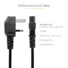 StarTech.com 3 pēdu (1 m) Lielbritānijas klēpjdatora strāvas kabelis, BS 1363 uz C5 (āboliņa lapa), 2,5 A 250 V, 18AWG, Lielbritānijas klēpjdatora nomaiņas vads, printera strāvas kabelis, klēpjdatora lādētāja vads, klēpjdatora strāvas bloka vads