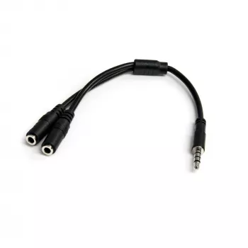 StarTech.com austiņu adapteris austiņām ar atsevišķiem austiņu / mikrofona spraudņiem - 3,5 mm 4 polu uz 2x 3 polu 3,5 mm vīr./siev.