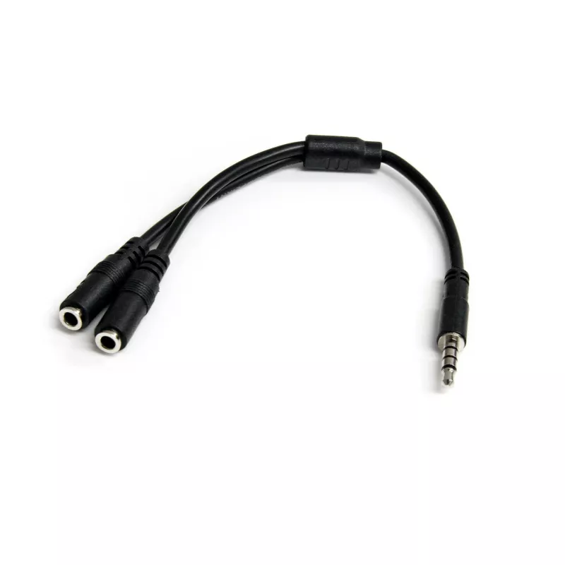 StarTech.com austiņu adapteris austiņām ar atsevišķiem austiņu / mikrofona spraudņiem - 3,5 mm 4 polu uz 2x 3 polu 3,5 mm vīr./siev.