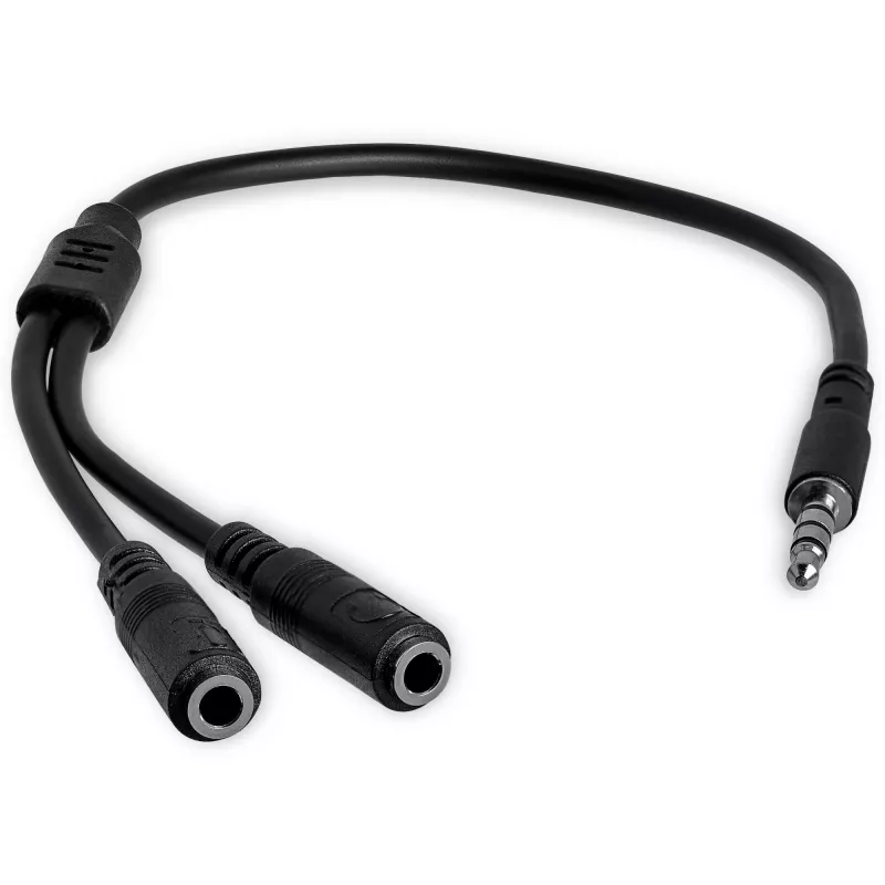 StarTech.com austiņu adapteris austiņām ar atsevišķiem austiņu / mikrofona spraudņiem - 3,5 mm 4 polu uz 2x 3 polu 3,5 mm vīr./siev.