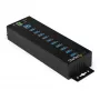 StarTech.com 10 portu USB 3.0 centrmezgls ar strāvas adapteri - metāla industriālais USB-A centrmezgls ar ESD un 350 W pārsprieguma aizsardzību - DIN/sienas/galda stiprinājums - ātrdarbīgs USB 3.2 Gen 1 (5 Gbps) centrmezgls