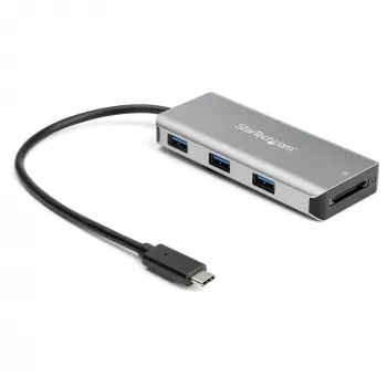 StarTech.com 3 Port 10Gbps USB C Hub with SD Card Reader - 3x USB-A & 1x SD Slot - Portable USB 3.1/3.2 Gen 2 Type C Adapter Hub - Laptop Hub - USB Bus Powered - Thunderbolt 3 Saderīga~3 Port 10Gbps USB C Hub with SD Card Reader - 3x USB-A & 1x SD Slot - Portable USB 3.2 Gen 2 Type C Adapter Hub - Laptop Hub - USB Bus Powered - Thunderbolt 3 Saderīga
