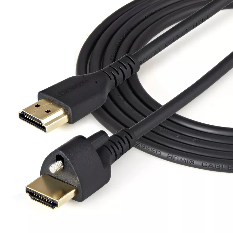 StarTech.com 6 pēdu (2 m) HDMI kabelis ar bloķēšanas skrūvi - 4K 60Hz HDR - Ātrdarbīgs HDMI 2.0 monitora kabelis ar bloķēšanas skrūves savienotāju drošam savienojumam - HDMI kabelis ar Ethernet - M/M