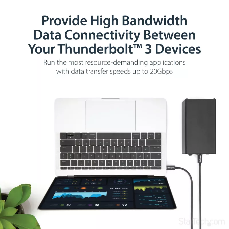 StarTech.com 1m Thunderbolt 3 (20Gbps) USB-C kabelis — saderīgs ar Thunderbolt, USB un DisplayPort