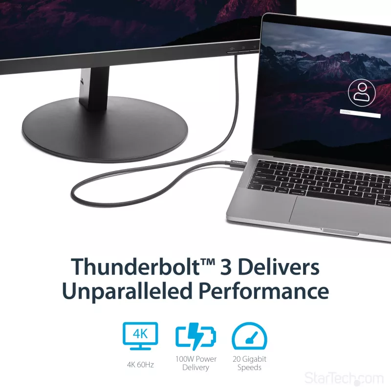 StarTech.com 1m Thunderbolt 3 (20Gbps) USB-C kabelis — saderīgs ar Thunderbolt, USB un DisplayPort
