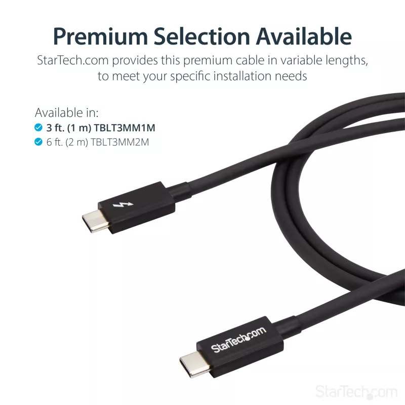 StarTech.com 1m Thunderbolt 3 (20Gbps) USB-C kabelis — saderīgs ar Thunderbolt, USB un DisplayPort