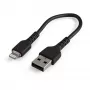 StarTech.com 6 collu (15cm) Izturīgs Melns USB-A uz Lightning Kabelis – Pastiprināts Ar Aramidšķiedru USB Type A uz Lightning lādētāja/sinhronizācijas barošanas vads – Apple MFi sertificēts iPad/iPhone 12