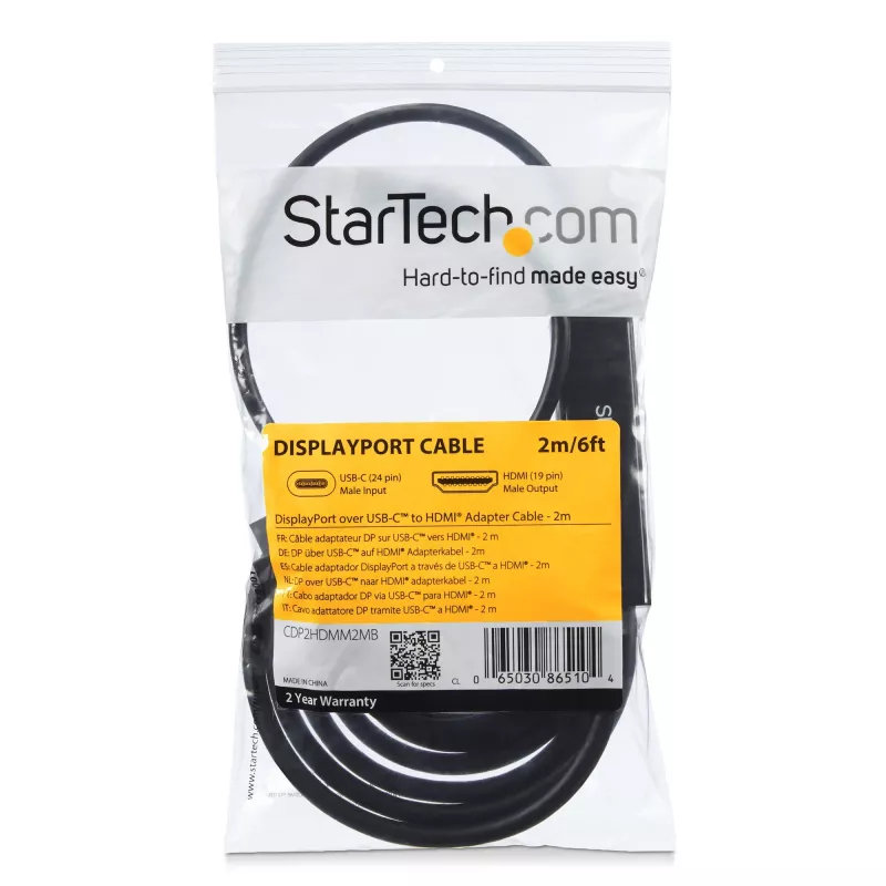 StarTech.com 6 pēdas (2 m) USB C uz HDMI kabelis - 4K 30 Hz USB Type-C uz HDMI video displeja pārveidotājs - USB-C DP alt režīma uz HDMI monitora adaptera vads - saderīgs ar Thunderbolt