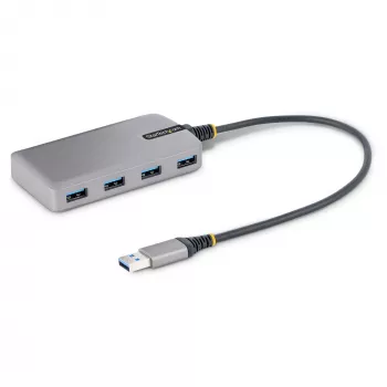 StarTech.com 4 portu USB centrmezgls - USB 3.0 5 Gbps, ar kopnes barošanu, USB-A uz 4x USB-A centrmezgls ar papildu barošanas ieeju - pārnēsājams galddatoru/klēpjdatoru USB centrmezgls, 1 pēdas/30 cm kabelis, USB paplašināšanas centrmezgls