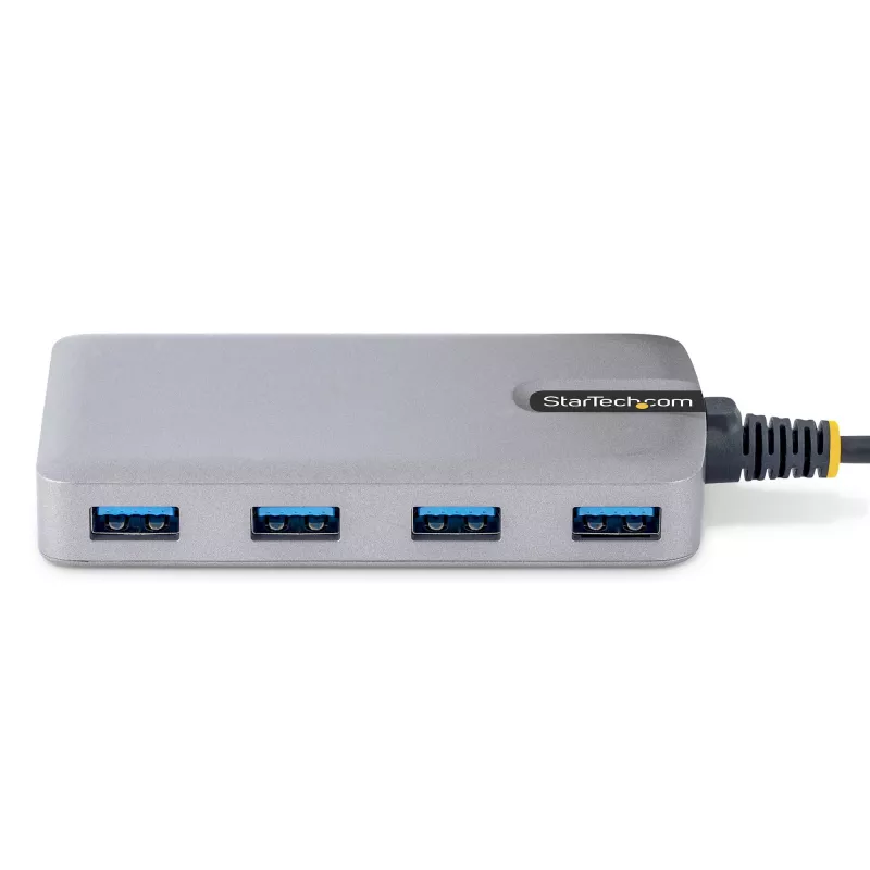 StarTech.com 4 portu USB centrmezgls - USB 3.0 5 Gbps, ar kopnes barošanu, USB-A uz 4x USB-A centrmezgls ar papildu barošanas ieeju - pārnēsājams galddatoru/klēpjdatoru USB centrmezgls, 1 pēdas/30 cm kabelis, USB paplašināšanas centrmezgls