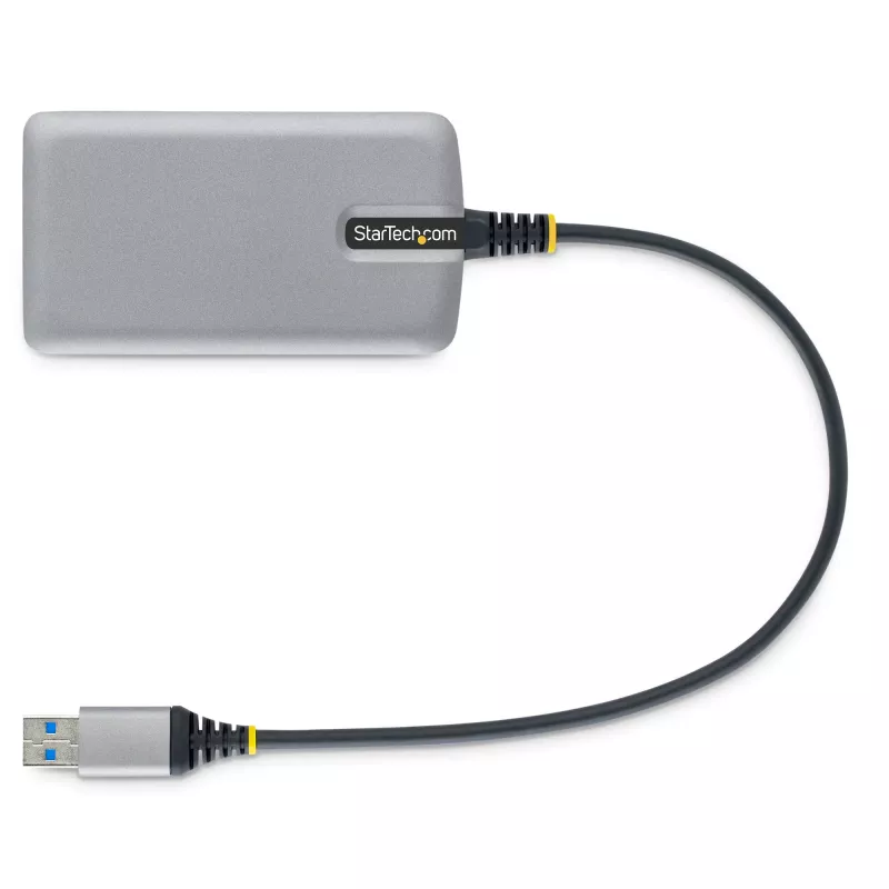 StarTech.com 4 portu USB centrmezgls - USB 3.0 5 Gbps, ar kopnes barošanu, USB-A uz 4x USB-A centrmezgls ar papildu barošanas ieeju - pārnēsājams galddatoru/klēpjdatoru USB centrmezgls, 1 pēdas/30 cm kabelis, USB paplašināšanas centrmezgls