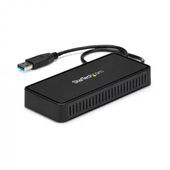 StarTech.com USB 3.0 Mini dokstacija - divu monitoru USB-A dokstacija ar DisplayPort 4K 60Hz video un Gigabit Ethernet - 1 pēdas (30 cm) kabelis - pārnēsājams USB 3.1 Gen 1 Type-A klēpjdatora adapteris