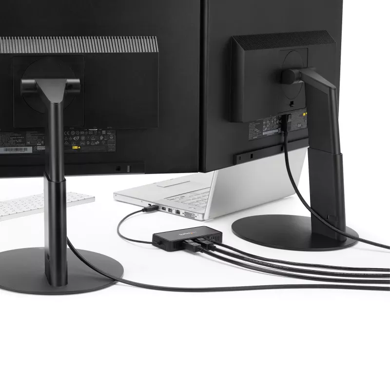 StarTech.com USB 3.0 Mini dokstacija - divu monitoru USB-A dokstacija ar DisplayPort 4K 60Hz video un Gigabit Ethernet - 1 pēdas (30 cm) kabelis - pārnēsājams USB 3.1 Gen 1 Type-A klēpjdatora adapteris