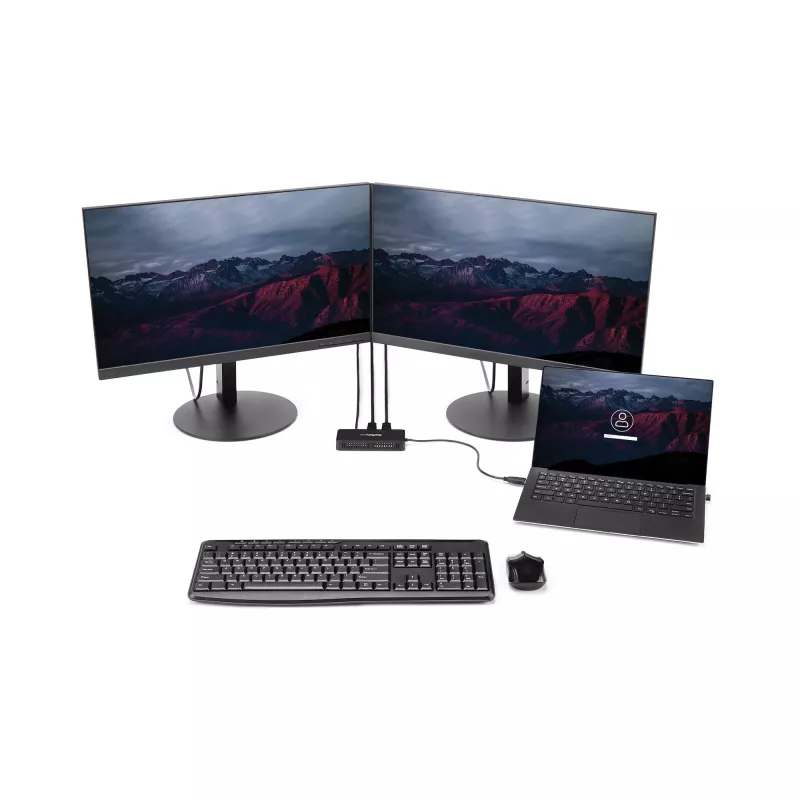 StarTech.com USB 3.0 Mini dokstacija - divu monitoru USB-A dokstacija ar DisplayPort 4K 60Hz video un Gigabit Ethernet - 1 pēdas (30 cm) kabelis - pārnēsājams USB 3.1 Gen 1 Type-A klēpjdatora adapteris