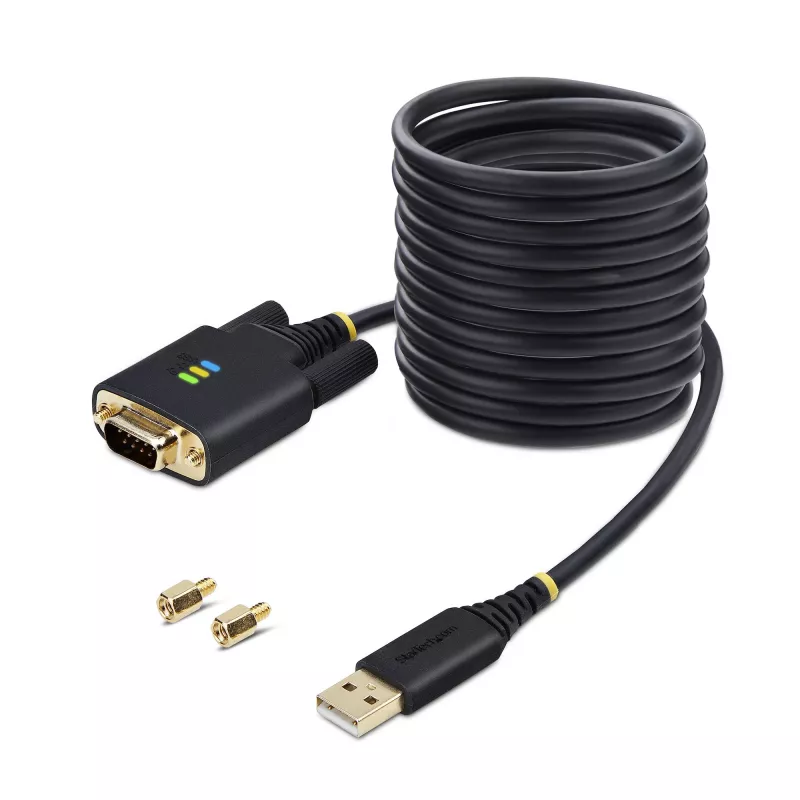 StarTech.com 10 pēdu (3 m) USB–seriālais adaptera kabelis, COM saglabāšana, maināmas skrūves/uzgriežņi, USB-A uz DB9 RS232, FTDI IC, ESD aizsardzība, Windows/macOS/Linux