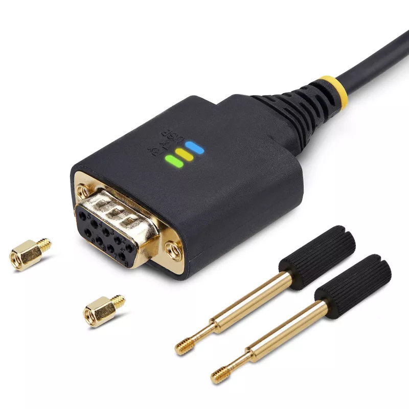StarTech.com 3 pēdu (1 m) USB uz Null Modem seriālo adaptera kabelis, maināmas DB9 skrūves/uzgriežņi, COM saglabāšana, USB-A uz RS232, FTDI, 4. līmeņa ESD aizsardzība, Windows/macOS/ChromeOS/Linux – izturīga TPE konstrukcija