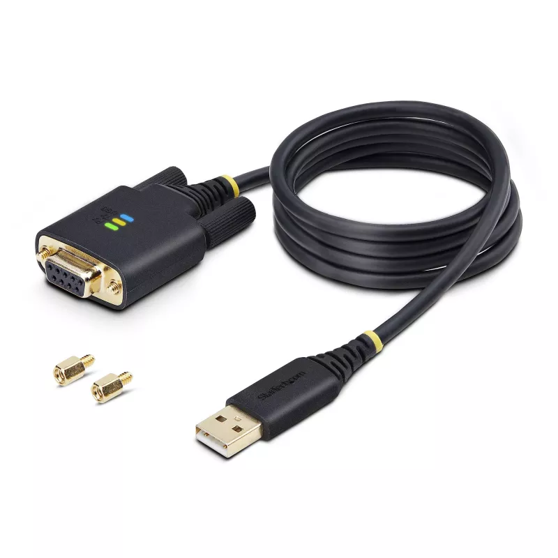 StarTech.com 3 pēdu (1 m) USB uz Null Modem seriālo adaptera kabelis, maināmas DB9 skrūves/uzgriežņi, COM saglabāšana, USB-A uz RS232, FTDI, 4. līmeņa ESD aizsardzība, Windows/macOS/ChromeOS/Linux – izturīga TPE konstrukcija