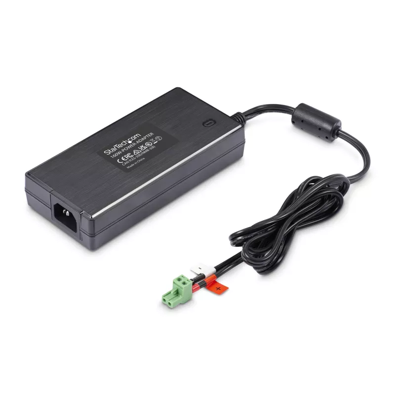 StarTech.com 160W universālais līdzstrāvas barošanas adapteris (24V/6.6A), 1,2m 2-vadu vads, 2/3 kontaktu spaiļu bloki, 100-240V maiņstrāvas/līdzstrāvas ārējais barošanas avots rūpnieciskiem USB centrmezgliem, NA/UK/EU/ANZ