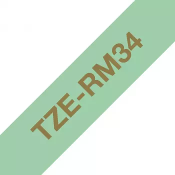 Brother TZE-RM34 etiķešu lente Zelts uz piparmētru krāsas