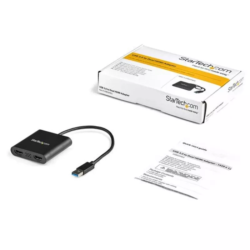StarTech.com USB 3.0 uz divu HDMI adapteri, USB uz 2x HDMI monitora pārveidotājs Windows (nav atbalsta macOS/ChromeOS/Linux) - TAA