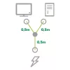InLine strāvas Y-kabelis, vācu F tipa, 1x IEC-C14 uz 2x IEC-C13, 1 m