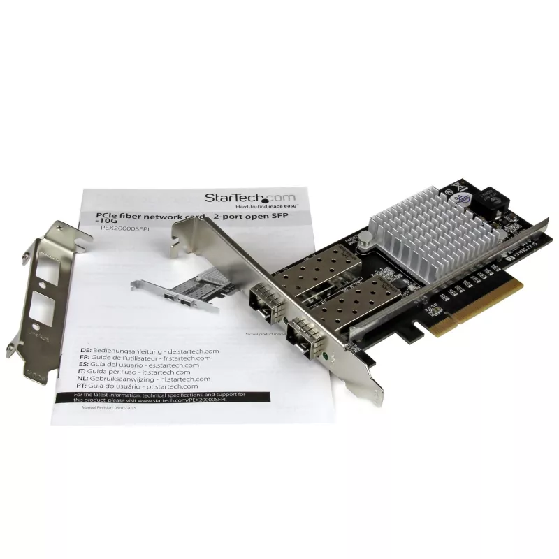 StarTech.com 2 portu 10G optiskā tīkla karte ar atvērtiem SFP+ slotiem — PCIe, Intel mikroshēmojums