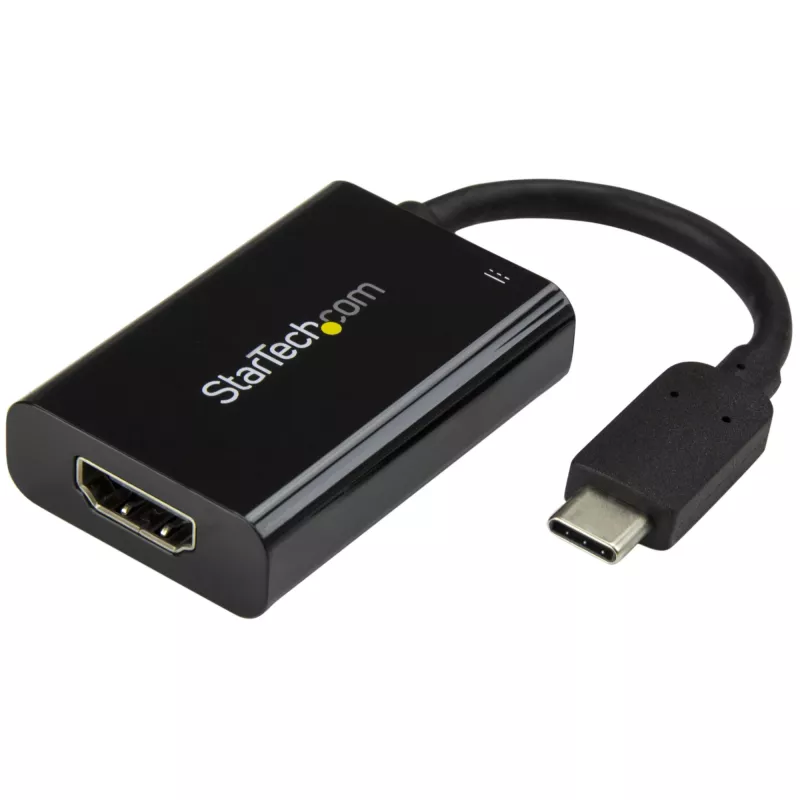 StarTech.com USB C uz HDMI 2.0 adapteris ar strāvas padevi - 4K 60Hz USB Type-C uz HDMI displeja video pārveidotājs - 60W PD caurlaides uzlādes ports - Thunderbolt 3 saderīgs - melns