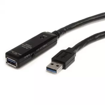 StarTech.com 5m USB 3.0 aktīvais pagarinātāja kabelis – vīr./siev., 5 m, USB A, USB A, USB 3.2 Gen 1 (3.1 Gen 1), melns