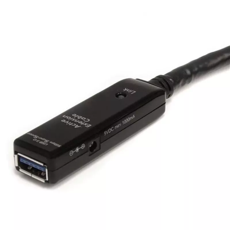 StarTech.com 5m USB 3.0 aktīvais pagarinātāja kabelis – vīr./siev., 5 m, USB A, USB A, USB 3.2 Gen 1 (3.1 Gen 1), melns