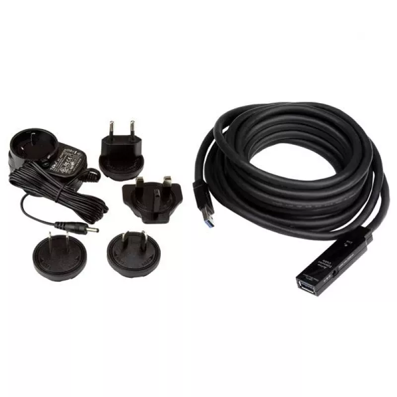 StarTech.com 5m USB 3.0 aktīvais pagarinātāja kabelis – vīr./siev., 5 m, USB A, USB A, USB 3.2 Gen 1 (3.1 Gen 1), melns