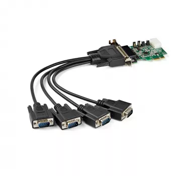 StarTech.com 4-portu PCI Express RS232 seriālais adaptera karte - PCIe RS232 seriālais resurskontrollera karte - PCIe uz seriālo DB9 - 16950 UART - Low Profile paplašināšanas karte - Windows/Linux - TAA