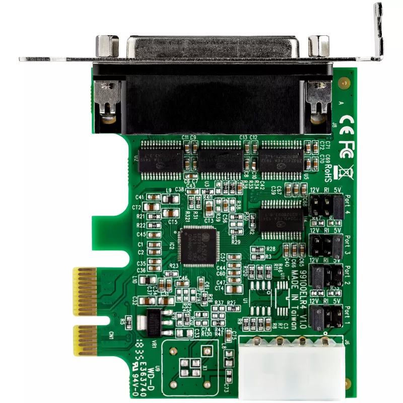 StarTech.com 4-portu PCI Express RS232 seriālais adaptera karte - PCIe RS232 seriālais resurskontrollera karte - PCIe uz seriālo DB9 - 16950 UART - Low Profile paplašināšanas karte - Windows/Linux - TAA