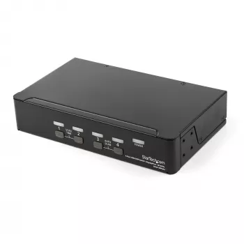 StarTech.com 4 Portu DisplayPort KVM slēdzis - 4K 60Hz - Viens displejs - Divportu UHD DP 1.2 USB KVM slēdzis ar integrētu USB 2.0 centrmezglu un audio - Dell, HP, Apple, Lenovo - TAA atbilstīgs