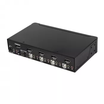 StarTech.com 4 Portu DisplayPort KVM slēdzis - 4K 60Hz - Viens displejs - Divportu UHD DP 1.2 USB KVM slēdzis ar integrētu USB 2.0 centrmezglu un audio - Dell, HP, Apple, Lenovo - TAA atbilstīgs